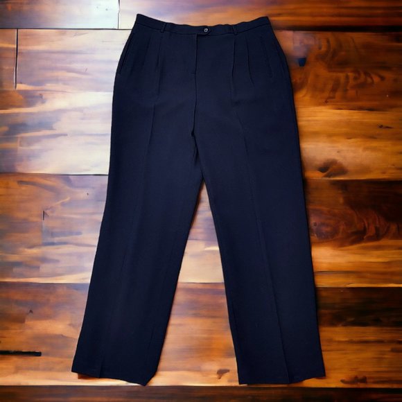 NAVY NYGARD COLLECTION WOMEN’S Sz 16 HIGH RISE STRAIGHT LEG LINED SLACKS - Picture 4 of 10